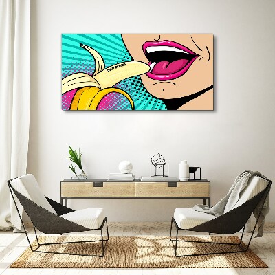 Schilderij op doek Zoete banaan in pop-artstijl