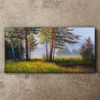 Canvas schilderij Ochtendmist in het bos