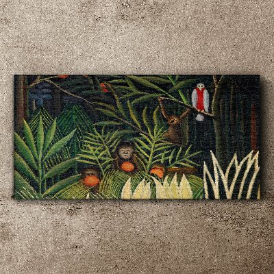 Canvas schilderij Tropische jungle met apen