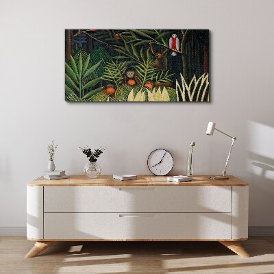 Canvas schilderij Tropische jungle met apen
