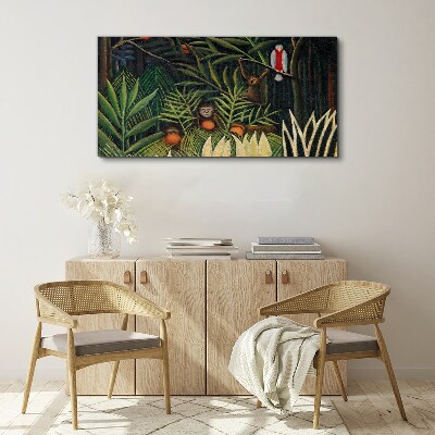 Canvas schilderij Tropische jungle met apen