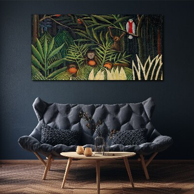 Canvas schilderij Tropische jungle met apen