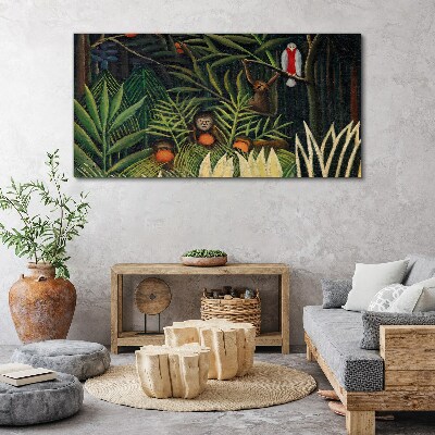 Canvas schilderij Tropische jungle met apen