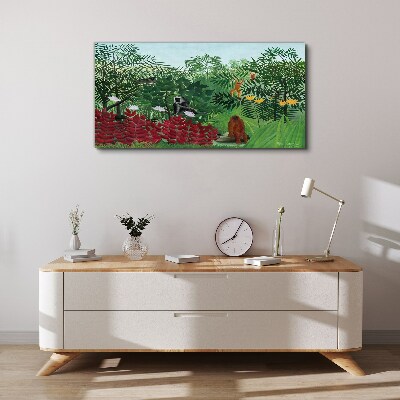 Schilderij op doek Tropisch landschap met apen