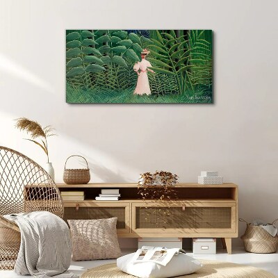 Foto op canvas Vrouw in het groene bos