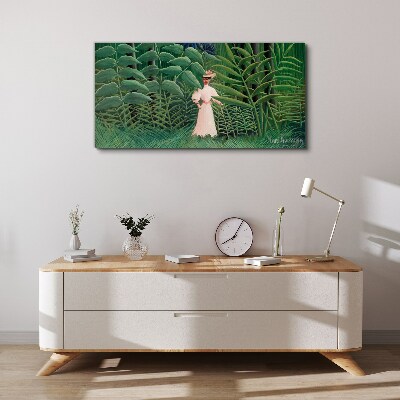 Foto op canvas Vrouw in het groene bos