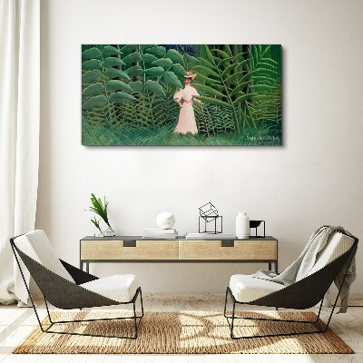 Foto op canvas Vrouw in het groene bos