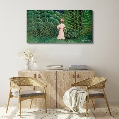 Foto op canvas Vrouw in het groene bos