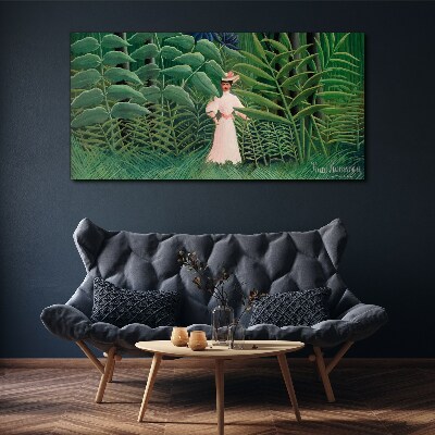 Foto op canvas Vrouw in het groene bos