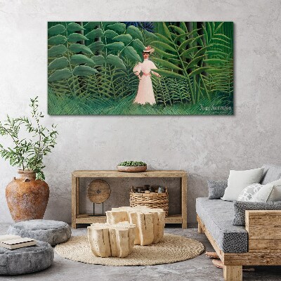 Foto op canvas Vrouw in het groene bos