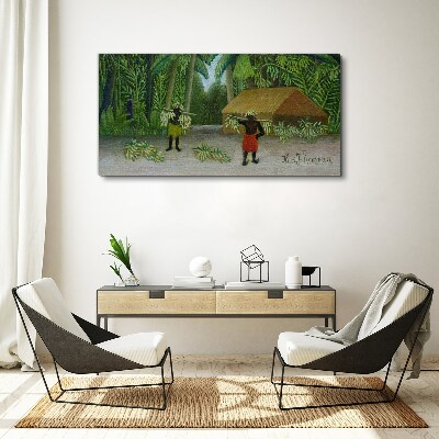 Schilderij op doek Bananenoogst in een tropisch landschap