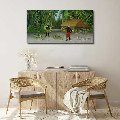 Schilderij op doek Bananenoogst in een tropisch landschap