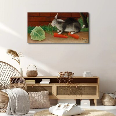 Canvas schilderij Haas met wortels