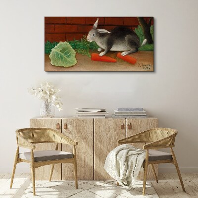 Canvas schilderij Haas met wortels