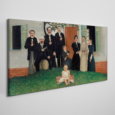 Canvas schilderij Familiebijeenkomst in de tuin