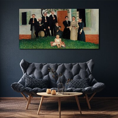 Canvas schilderij Familiebijeenkomst in de tuin