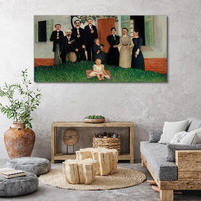 Canvas schilderij Familiebijeenkomst in de tuin