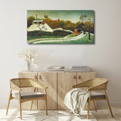 Foto op canvas Landelijk landschap met bomen