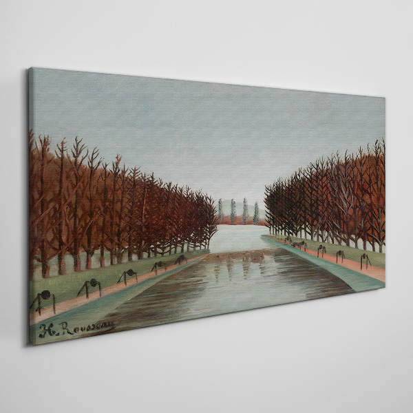 Foto op canvas Winterlandschap met een rivier