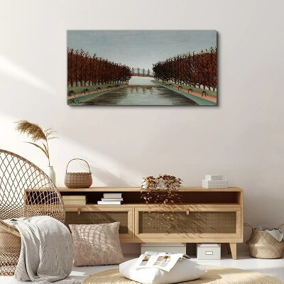 Foto op canvas Winterlandschap met een rivier