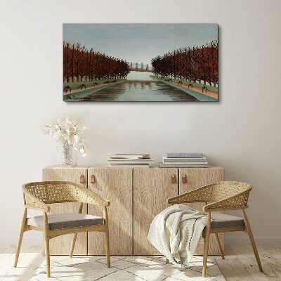 Foto op canvas Winterlandschap met een rivier