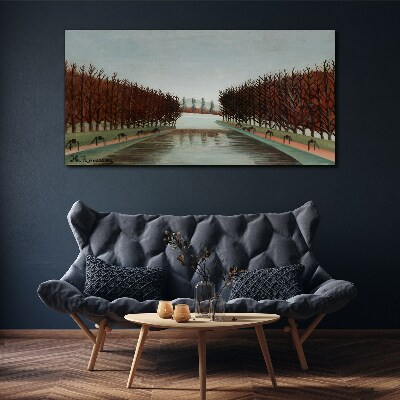 Foto op canvas Winterlandschap met een rivier