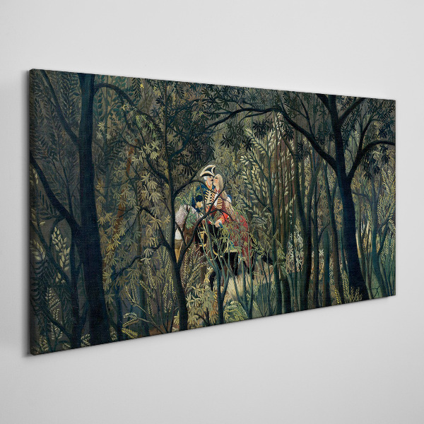 Canvas schilderij Mysterieuze ruiter in het bos