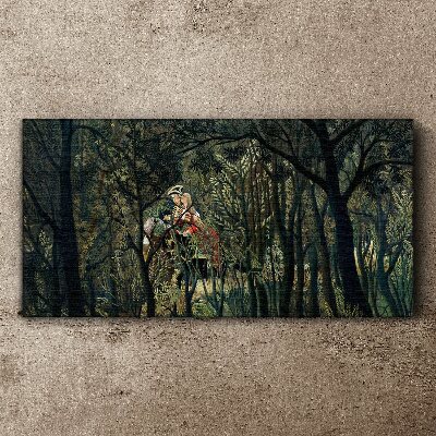 Canvas schilderij Mysterieuze ruiter in het bos