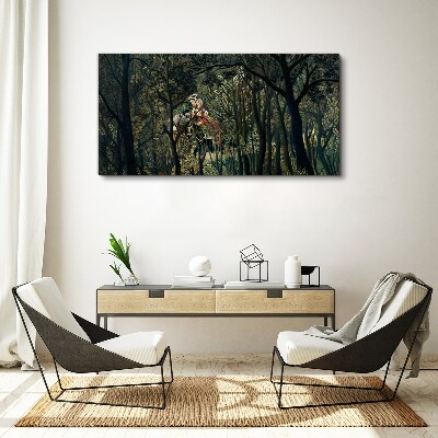 Canvas schilderij Mysterieuze ruiter in het bos