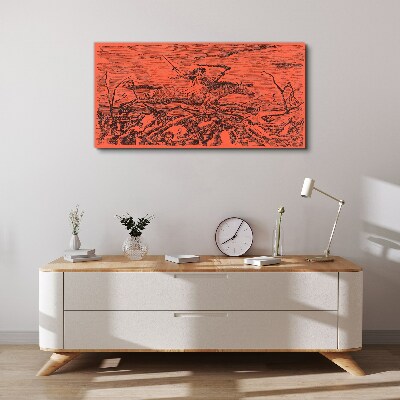 Schilderij op doek Ruiter op een vurig landschap