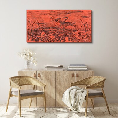 Schilderij op doek Ruiter op een vurig landschap