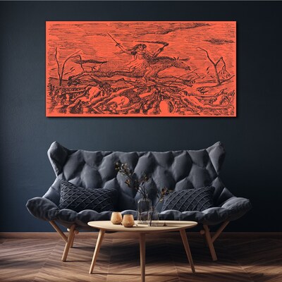 Schilderij op doek Ruiter op een vurig landschap