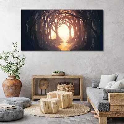Foto op canvas Licht in het bos