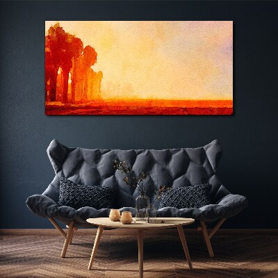 Foto op canvas Zonsondergang achter de palmbomen