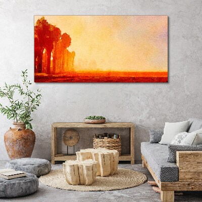 Foto op canvas Zonsondergang achter de palmbomen
