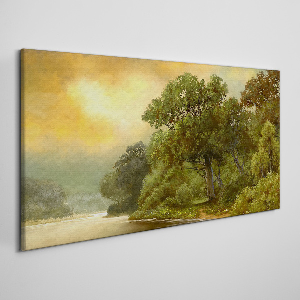 Canvas schilderij Gouden licht over een kalme rivier