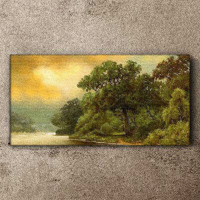 Canvas schilderij Gouden licht over een kalme rivier