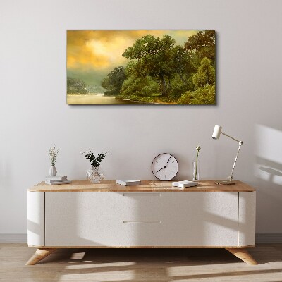 Canvas schilderij Gouden licht over een kalme rivier