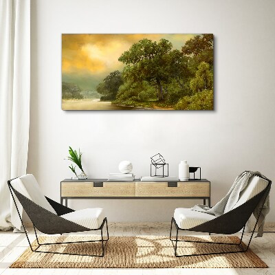 Canvas schilderij Gouden licht over een kalme rivier