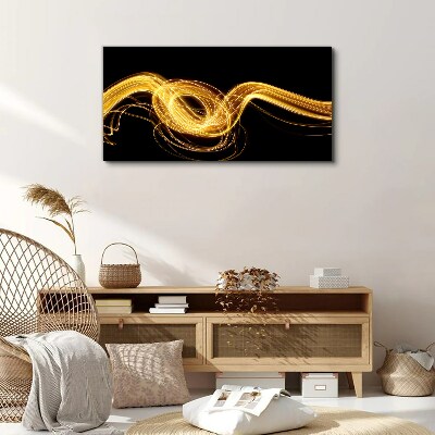 Schilderij op doek Gouden lichtstrepen op zwart