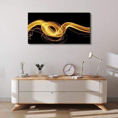 Schilderij op doek Gouden lichtstrepen op zwart