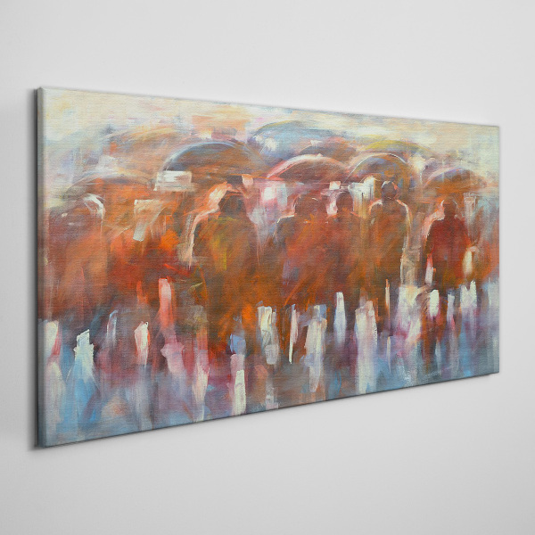 Schilderij op doek Regenachtig tafereel met paraplu's