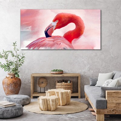 Foto op canvas Roze flamingo in pastelkleuren