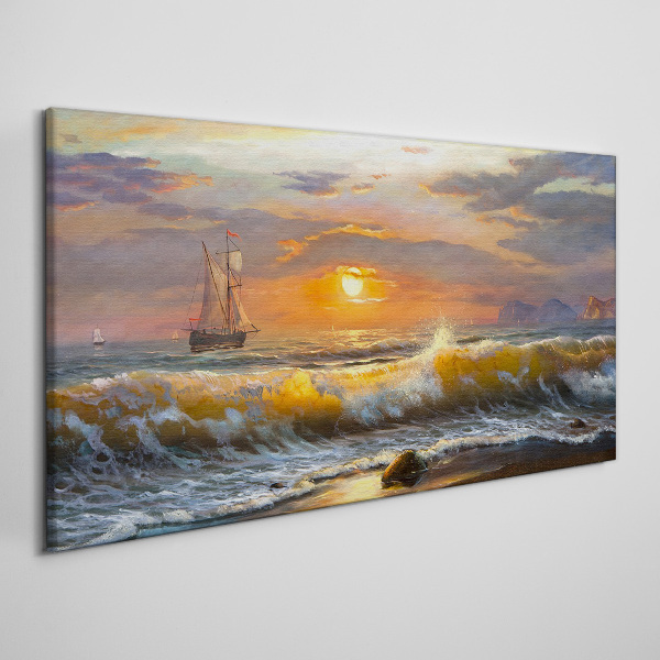 Canvas schilderij Zonsondergang over de zee