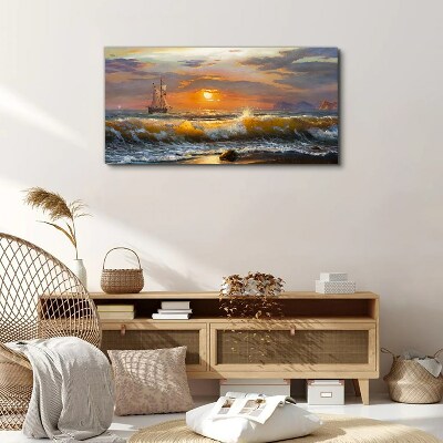 Canvas schilderij Zonsondergang over de zee