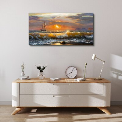 Canvas schilderij Zonsondergang over de zee