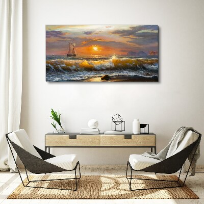 Canvas schilderij Zonsondergang over de zee