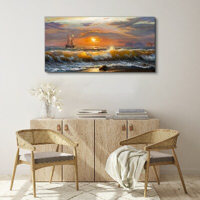 Canvas schilderij Zonsondergang over de zee