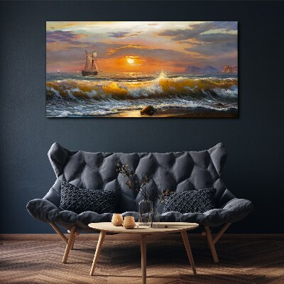 Canvas schilderij Zonsondergang over de zee