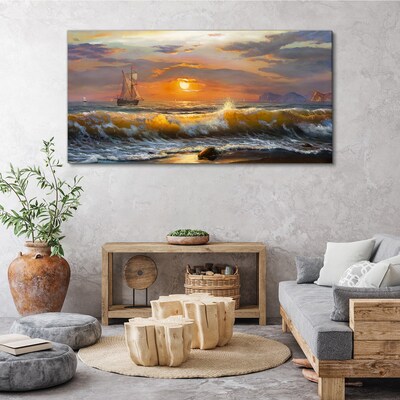 Canvas schilderij Zonsondergang over de zee